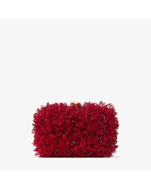 Jimmy Choo Cloud Petal-Embroidered Satin Clutch Bag