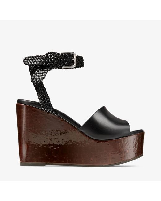 Jimmy Choo Brown Jori 100 Leather Wedge Sandals