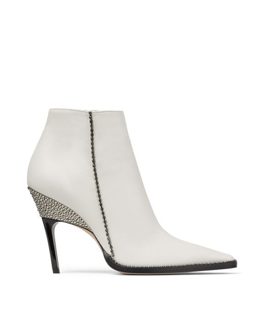 Jimmy Choo White Brecken 100mm Ankle Boots
