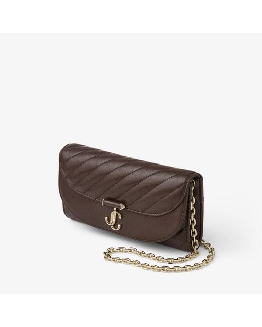 Jimmy Choo Brown Curve Wallet With Chain