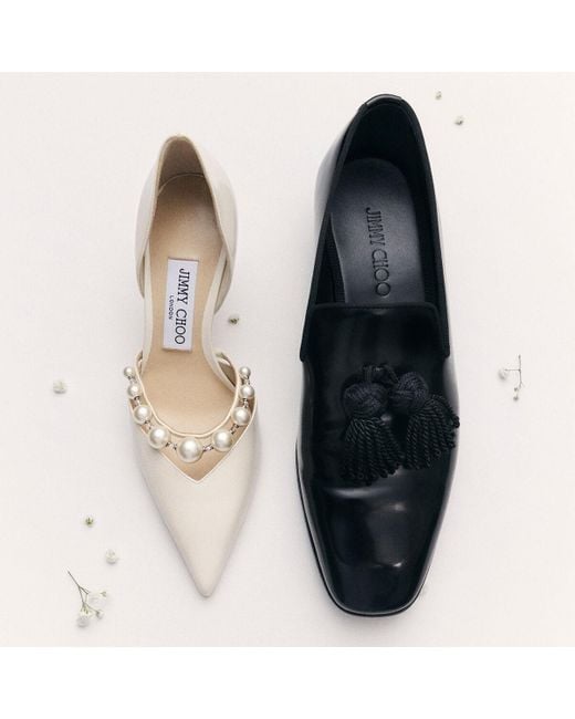 Jimmy Choo White Aurelie Pumps With Crystal Embellishments