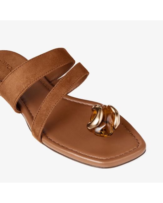 Jimmy Choo Brown Emeri Stone Flat
