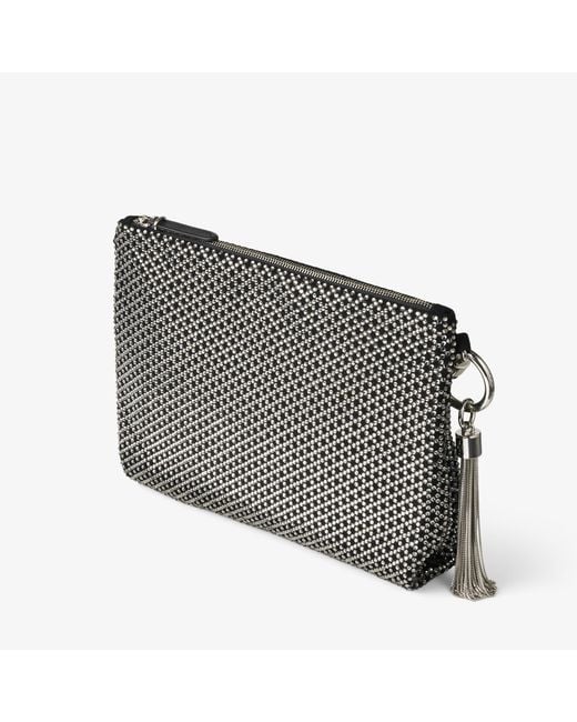 Jimmy Choo Black Callie Crystal-embellished Suede Clutch