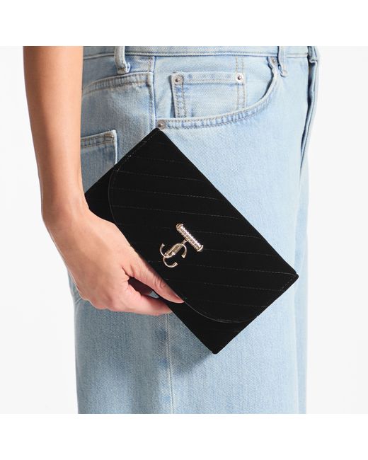 Jimmy Choo Black Curve Wallet With Chain