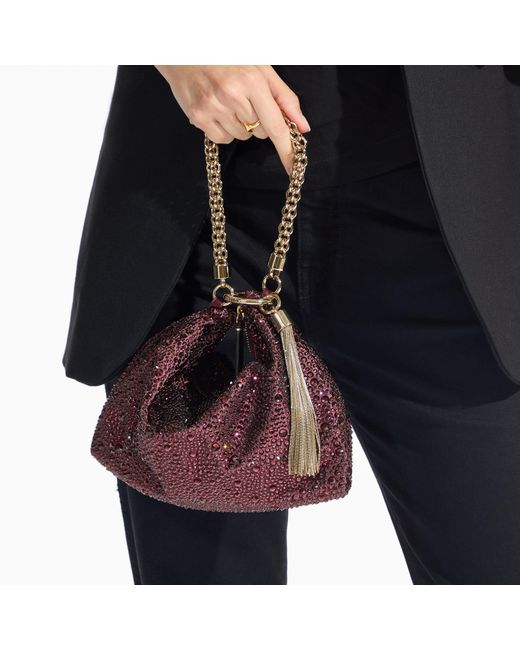 Jimmy Choo Purple Callie Crystal-Embellished Satin Clutch Bag