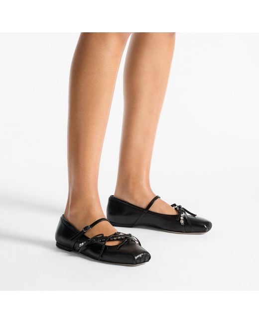 Jimmy Choo Black Leather Ballerinas "Loli"
