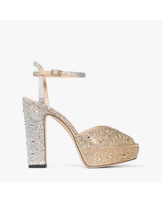 Jimmy Choo Metallic Sacaria 120 Embellished Platform Sandals