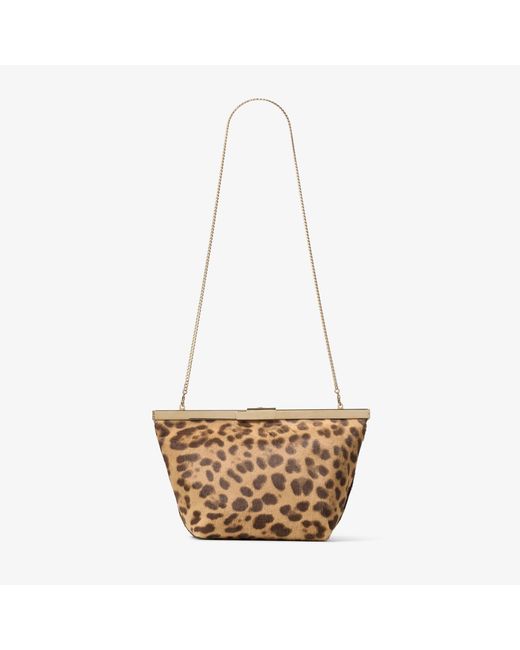 Jimmy Choo Brown Ganache Leopard-Print Pony Hair-Leather Clutch Bag