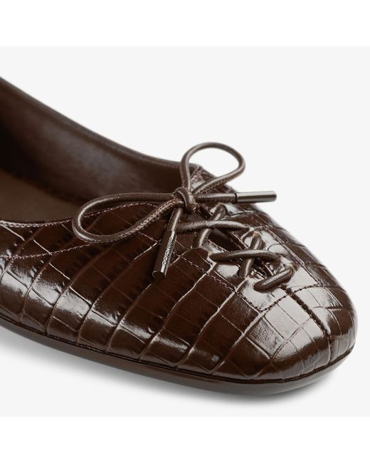 Jimmy Choo Brown Scarlett Crocodile Embossed Ballet Flats