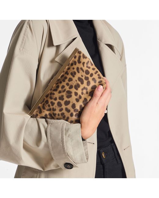 Jimmy Choo Brown Ganache Leopard-Print Pony Hair-Leather Clutch Bag