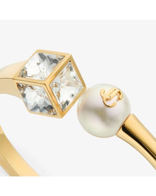 Jimmy Choo Natural Jc Pearl Cube Cuff Large