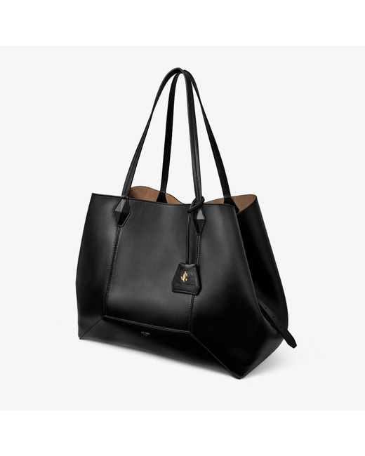 Jimmy Choo Black Large Diamond Leather Tote Bag