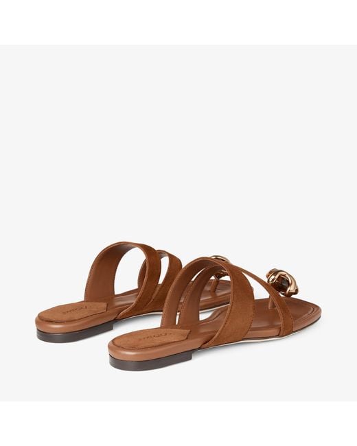 Jimmy Choo Brown Emeri Stone Flat