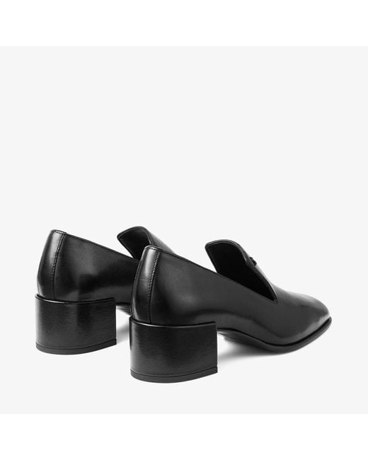 Jimmy Choo Black Eliot 45 Buffalo Leather Heeled Loafers