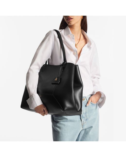Jimmy Choo Black Large Diamond Leather Tote Bag