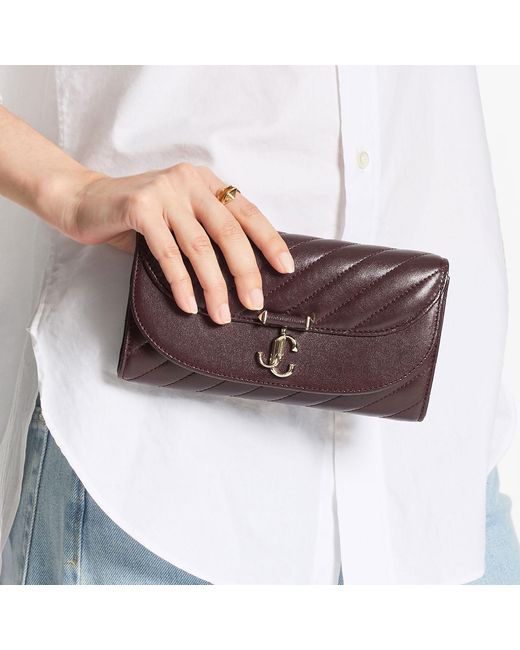 Jimmy Choo Purple Curve Wallet With Chain