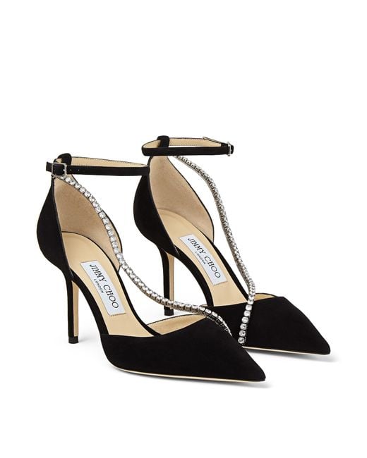 Jimmy Choo Talika 85mm Crystal-embellished Pumps in Black | Lyst