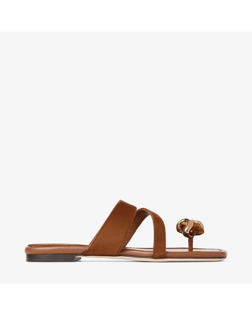 Jimmy Choo Brown Emeri Stone Flat