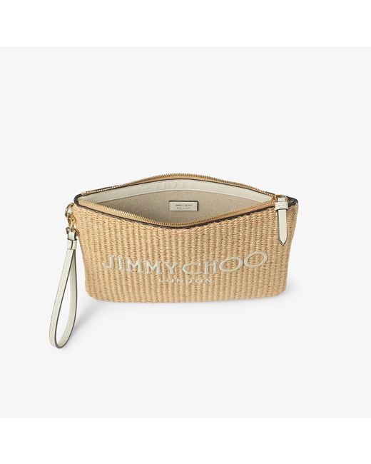 Jimmy Choo Natural Zip Top Pouch