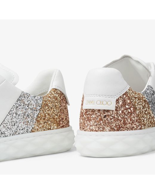 Jimmy Choo White Diamond Light Glitter-embellished Sneakers