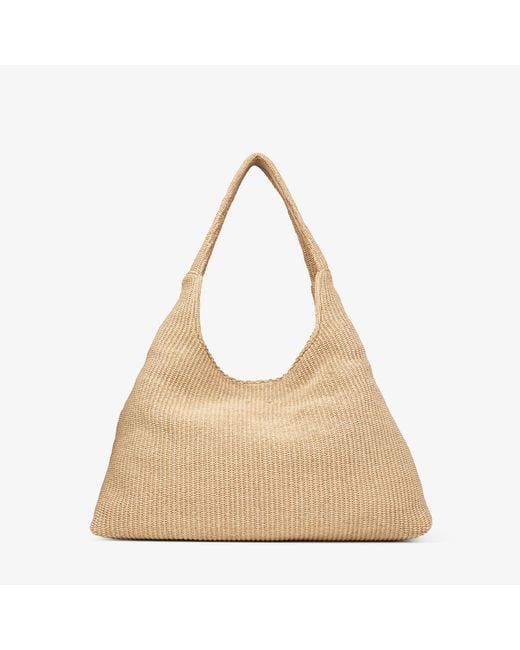 【ジミーチュウ】ビーチ ダイヤモンド ホーボー L バッグ Jimmy Choo Beach Diamond Hobo L in Natural | Lyst