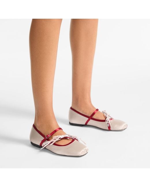 Jimmy Choo Pink Loli Satin Ballerina Flat