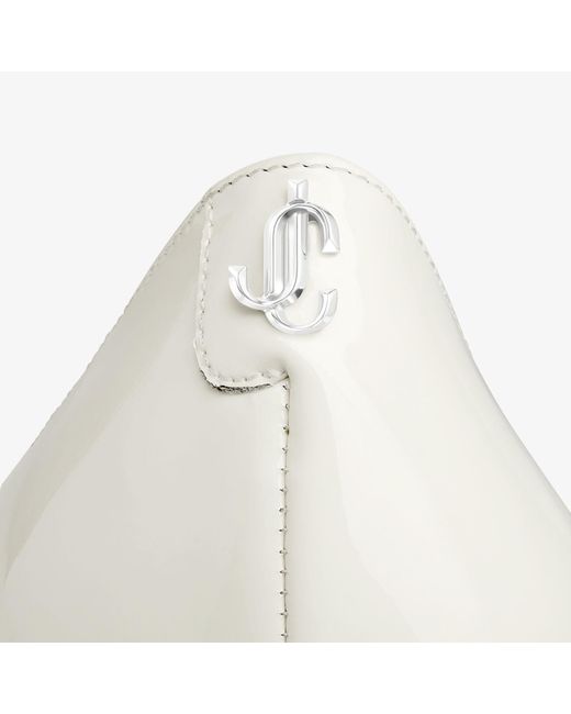 Jimmy Choo White Love 85 Patent Monogram Pumps