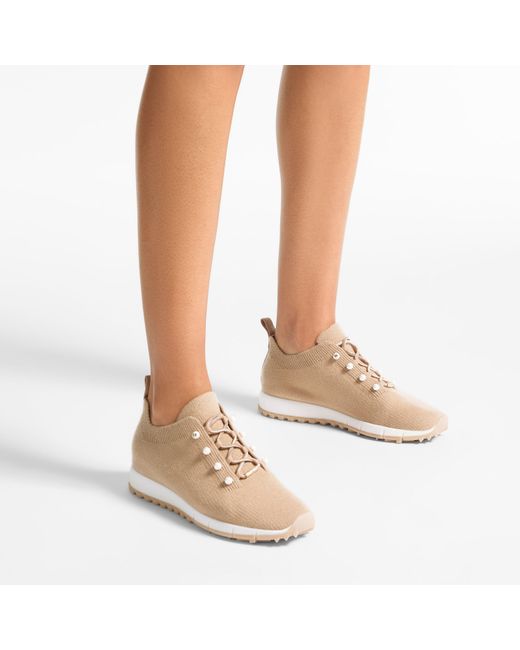 Jimmy Choo Natural Veles Cashmere Knitted Trainers