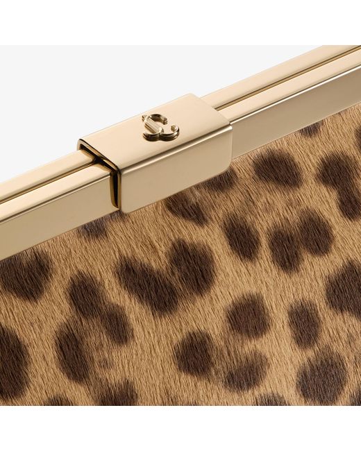 Jimmy Choo Brown Ganache Leopard-Print Pony Hair-Leather Clutch Bag