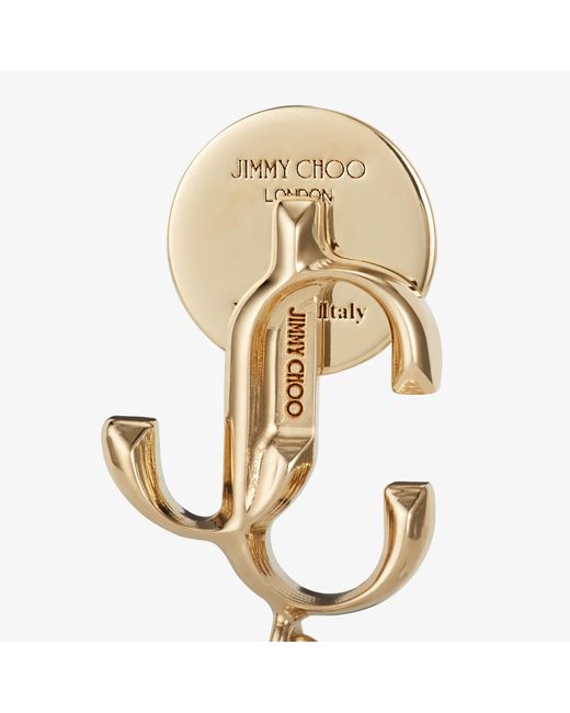Jimmy Choo Metallic Jc Logo-embellished Gold-toned Brass And Pearl Earrings