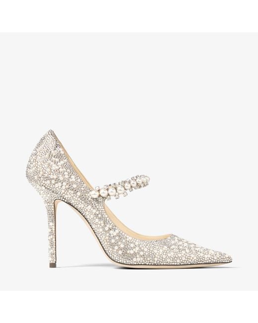 Jimmy Choo Metallic Baily 100 Suede Crystal-embellished Mary Jane Pumps
