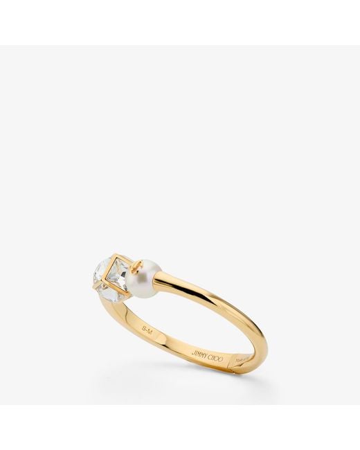 Jimmy Choo Natural Jc Pearl Cube Cuff Large