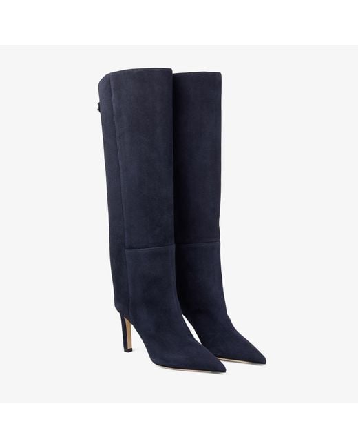 Jimmy Choo Blue Alizze Knee Boot 85