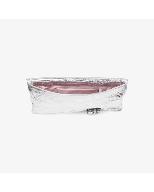 Jimmy Choo White Leather-Crystal Zandra Clutch Bag