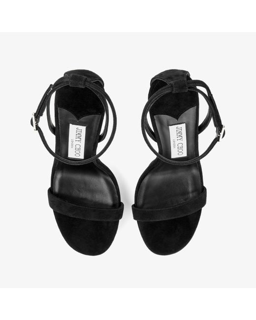 Jimmy Choo Black Mozapf 120 Suede Heeled Sandals
