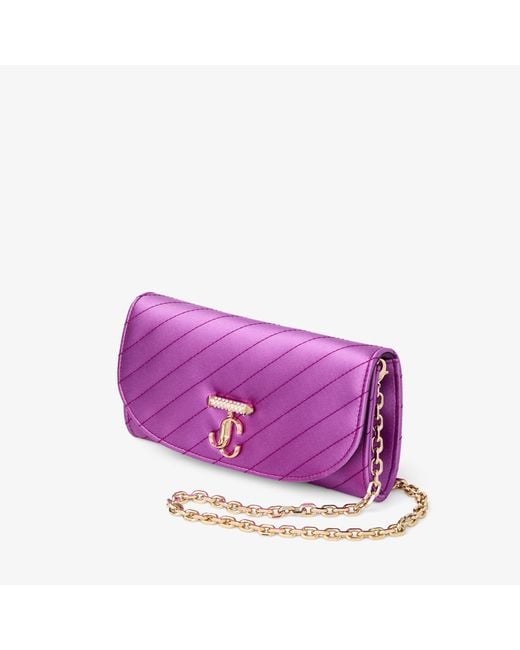 Jimmy Choo Purple Curve Wallet With Chain