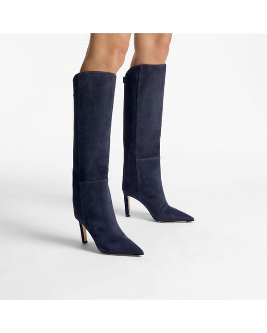 Jimmy Choo Blue Alizze Knee Boot 85