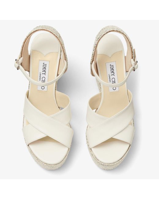 Jimmy Choo White Dellena 100 Leather Wedge Sandals