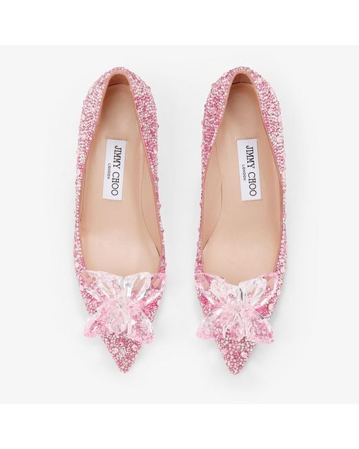 Jimmy Choo Pink Swarovski Crystal Embellished Pointy Pumps
