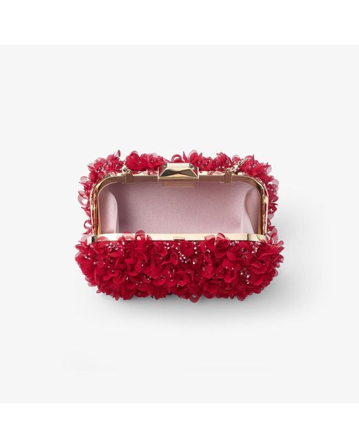 Jimmy Choo Cloud Petal-Embroidered Satin Clutch Bag