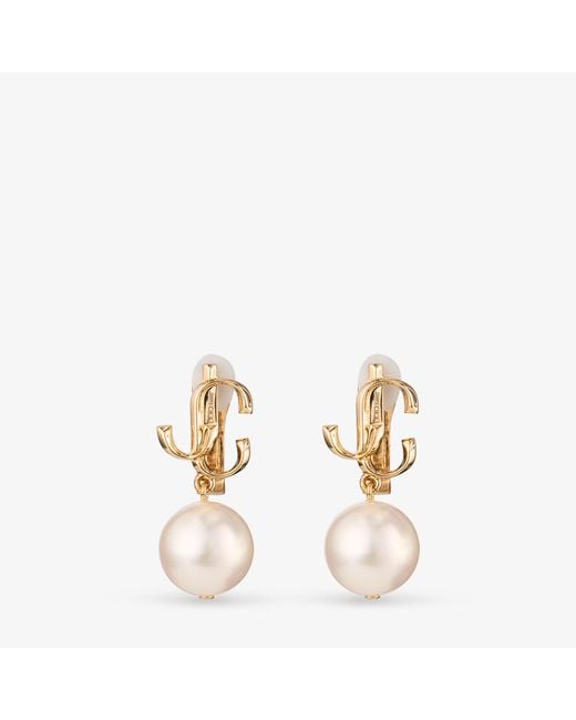 Jimmy Choo Metallic Jc Pearl Drop Clip On