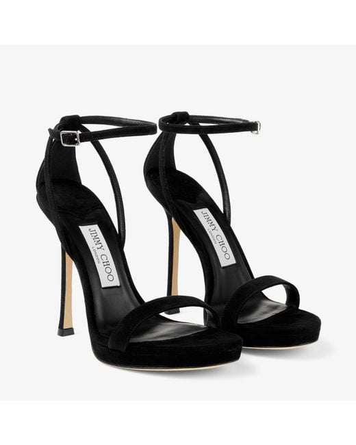 Jimmy Choo Black Mozapf 120 Suede Heeled Sandals