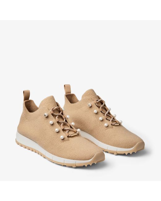 Jimmy Choo Natural Veles Cashmere Knitted Trainers