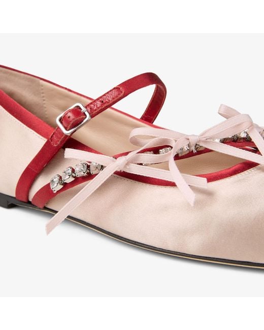 Jimmy Choo Pink Loli Satin Ballerina Flat