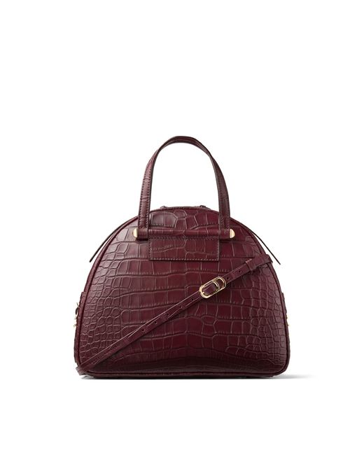 Jimmy Choo Varenne Bowling/m Bordeaux Crocodile Bowling Bag
