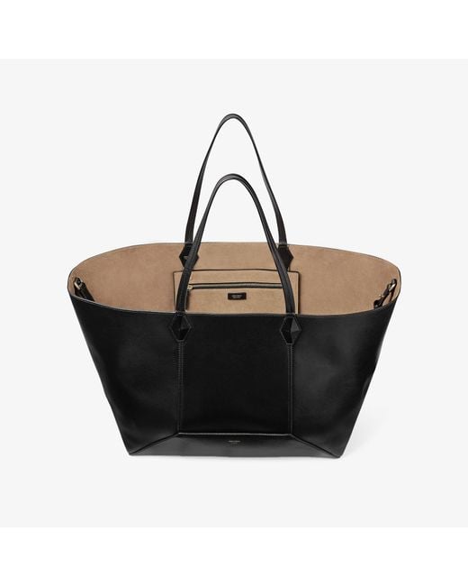 Jimmy Choo Black Large Diamond Leather Tote Bag