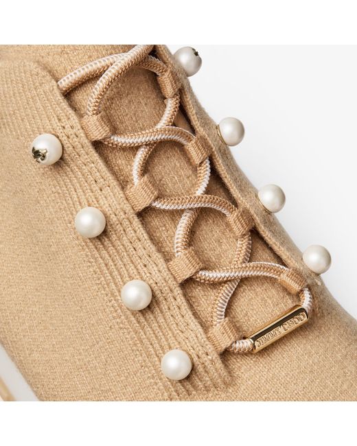 Jimmy Choo Natural Veles Cashmere Knitted Trainers