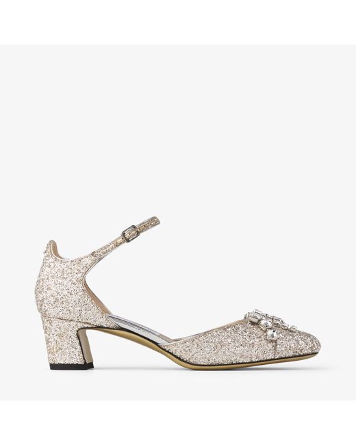 Jimmy Choo Metallic Verity Block Heel 45