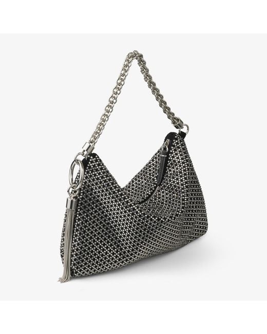 Jimmy Choo Black Callie Crystal-embellished Suede Clutch