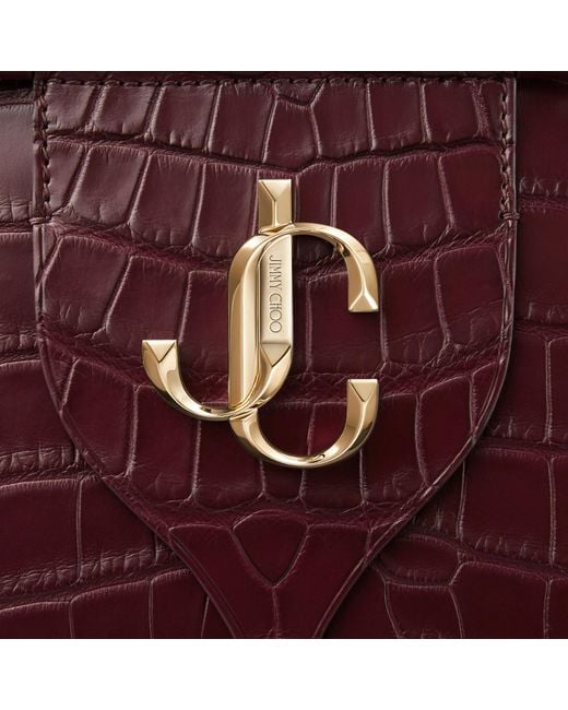 Jimmy Choo Varenne Bowling/m Bordeaux Crocodile Bowling Bag With